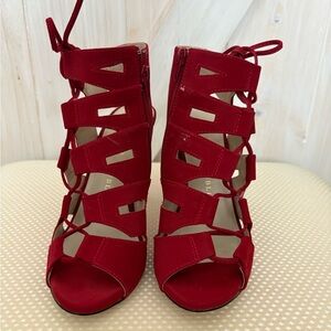 Rock & Republic Bold Red Strappy Heels size 6